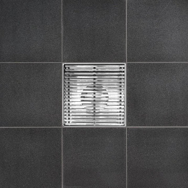 4 Inch Chrome Shower Drain Cover with Hair Trap and Base Flange Wedgewire Design