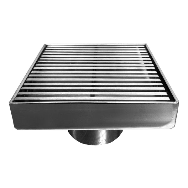 4 Inch Chrome Shower Drain Cover with Hair Trap and Base Flange Wedgewire Design