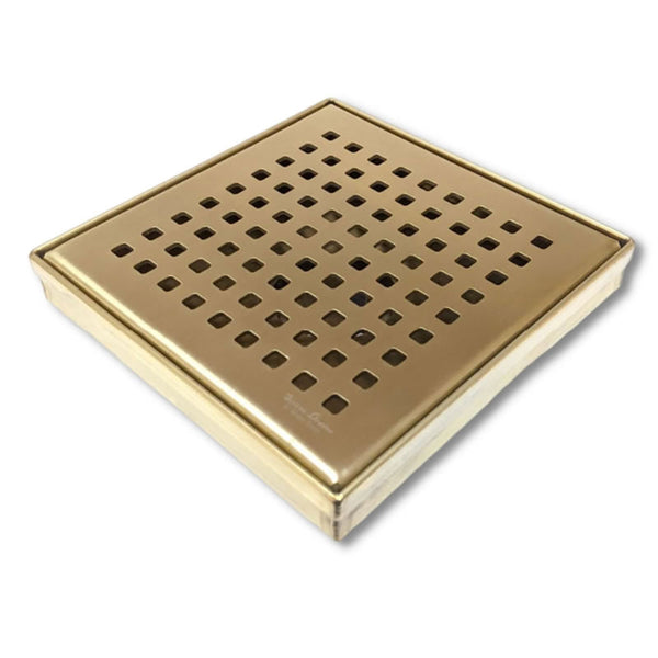 SereneDrains 6 Inch Square Gold Shower Drain Cover