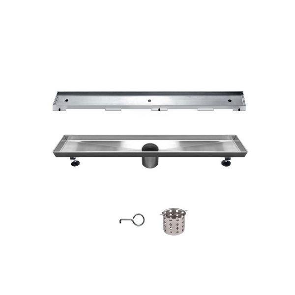 24 Inch Tile Insert Linear Drain with Adjustable Leveling Feet