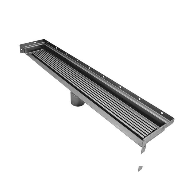 Wall-to-Wall Linear Shower Drain, Brushed Wedgewire Design, Drains Unlimited