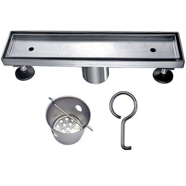12 Inch Tile Insert Linear Drain with Adjustable Leveling Feet