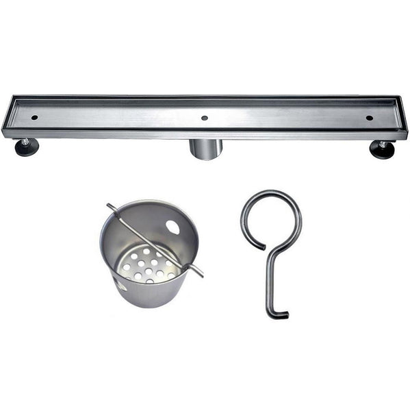 24 Inch Tile Insert Linear Drain with Adjustable Leveling Feet