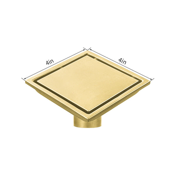 Gold Stainless Steel 4 Inch and 6 Inch Shower Drains, Concealed Flange Design