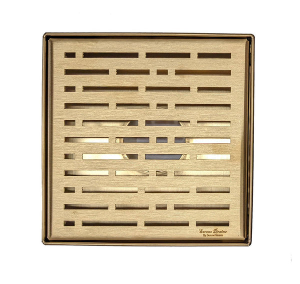 SereneDrains 6 Inch Square Gold Shower Drain Cover