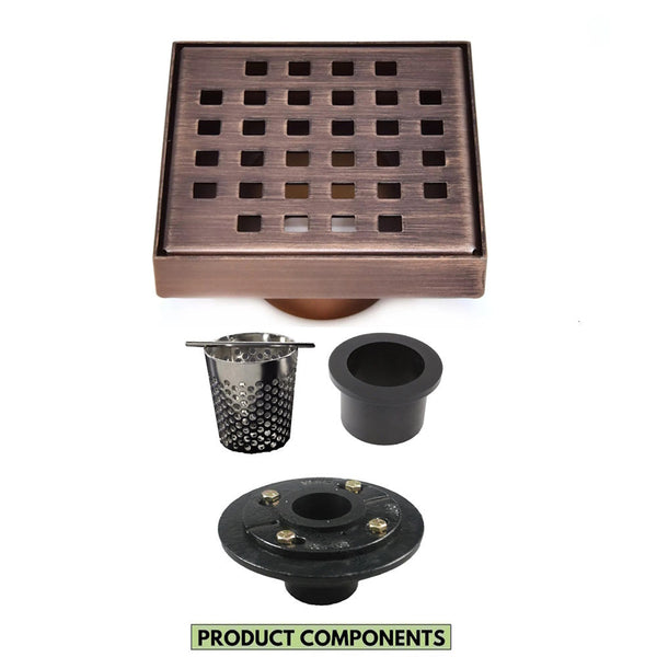 4 Inch Shower Drain Kit for Small Bathrooms with Hair Trap and Base Flange