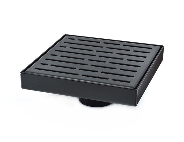 6 Inch Black Shower Drain for Bathrooms with Hair Trap and Drain Flange