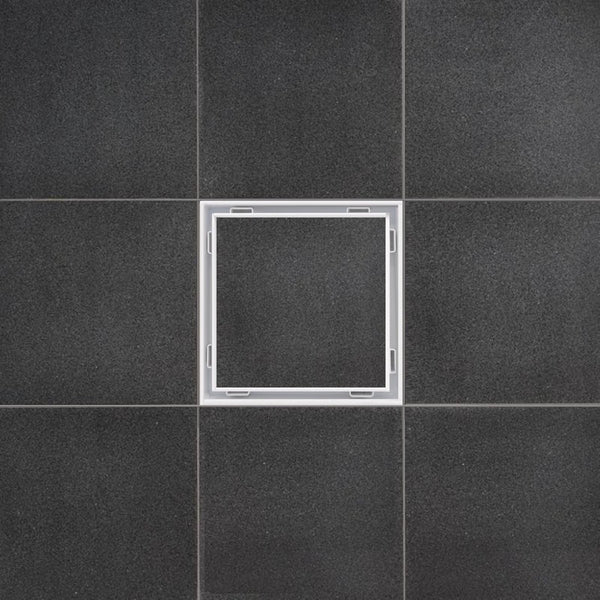 5 Inch White Tile-in Shower Drain with Hair Trap and Base Flange Kit