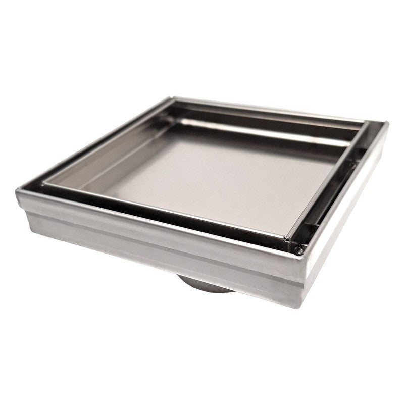 SereneDrains WOW Horizontal Side Discharge Outlet with Tile Insert Square Drain Kit