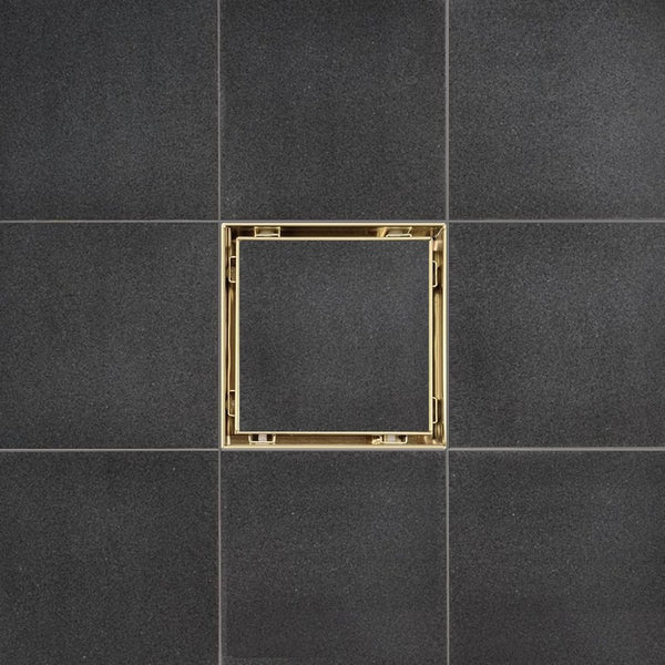 5 Inch Gold Tile Insert Shower Drain with Hair Trap and Drain Flange Kit