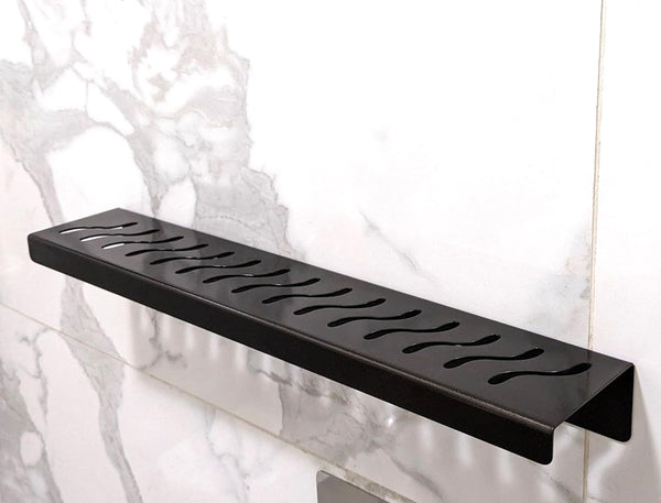 24 Inch Polished Stainless Steel Wall-Mounted Shower Shelf - Wave Design