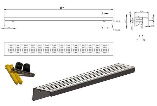 24 Inch Polished Stainless Steel Wall-Mounted Shower Shelf - Wave Design