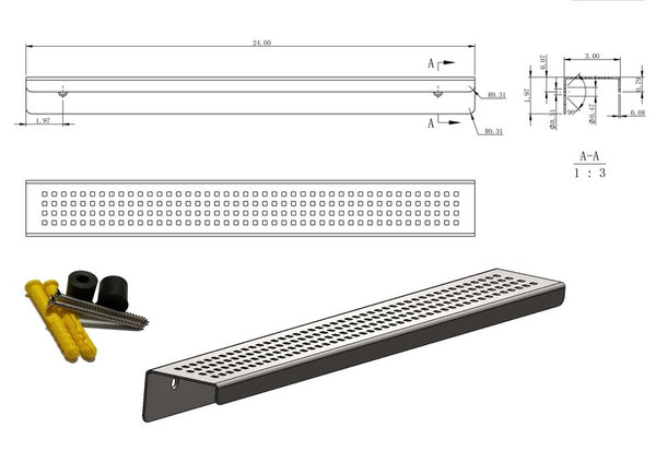 24 Inch Polished Stainless Steel Wall-Mounted Shower Shelf - Wave Design