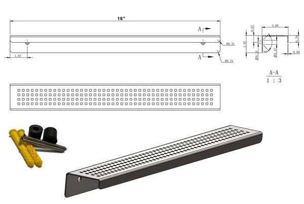 24 Inch Polished Stainless Steel Wall-Mounted Shower Shelf - Wave Design