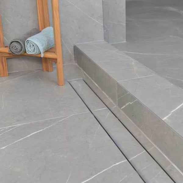 24 Inch Linear Shower Drain Offset Outlet with Hair Strainer by SereneDrains