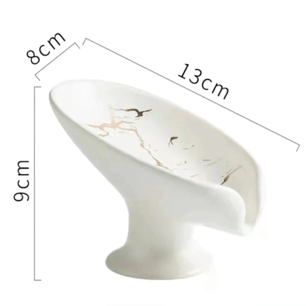 White Ceramic Soap Dish with Drain Tray