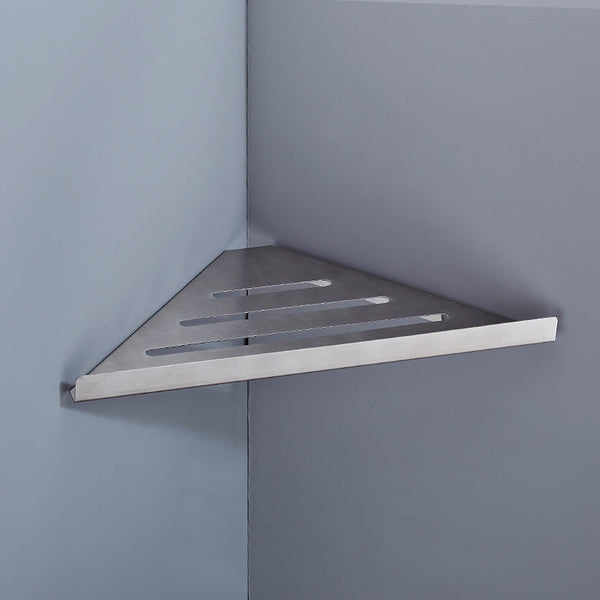 12 Inch Silver Brushed Stainless Steel Shower Corner Wall Shelf
