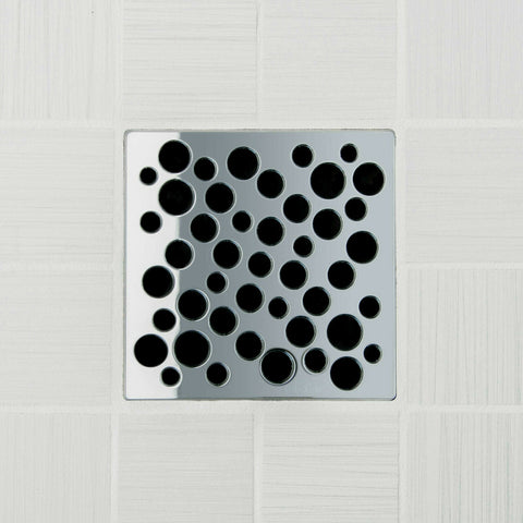 Ebbe E4812 Bubbles Polished Chrome Square Shower Drain with Installation Kit