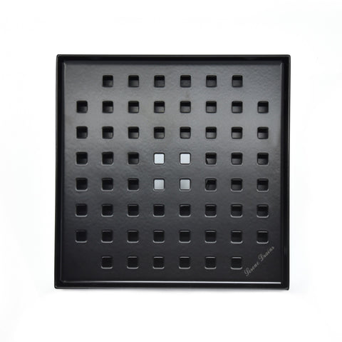 SereneDrains 6 inch Square Shower Drain Traditional Square Design Matte Black