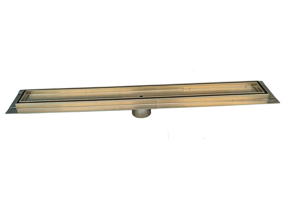 35 Inch Satin Gold Tile Insert Linear Shower Drain by SereneDrains