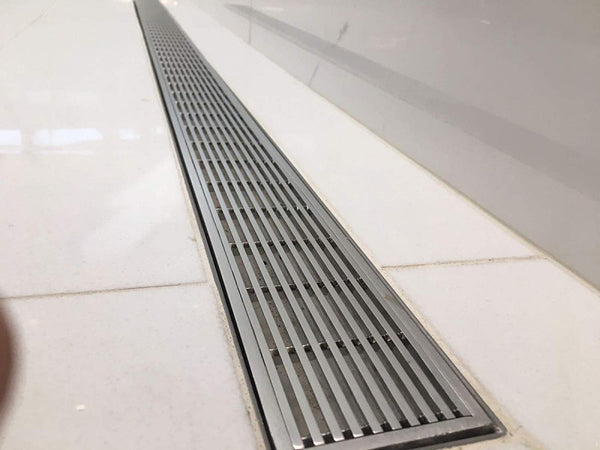 SereneDrains 47 Inch Linear Shower Drain, Brushed, Linear Wedge Design