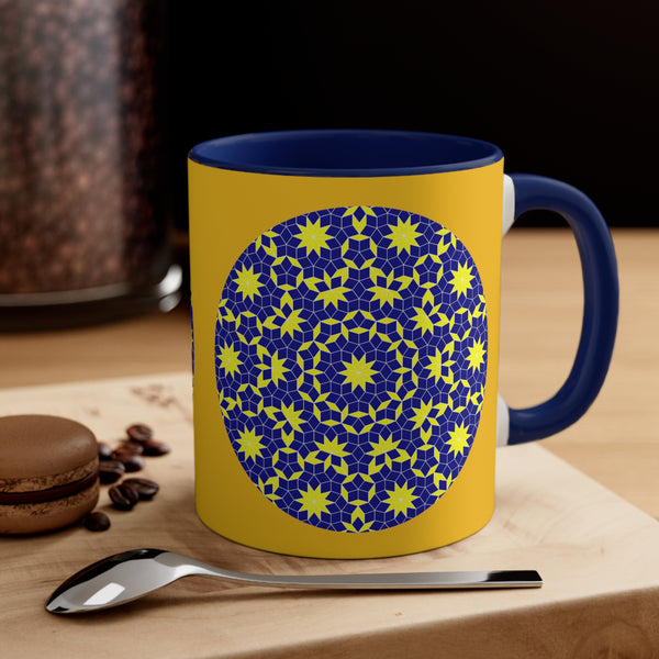 Penrose Tiling Art Coffee Mugs, Special Gift Coffee Mugs Blue Yellow Designs