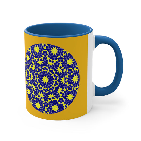 Penrose Tiling Art Coffee Mugs, Special Gift Coffee Mugs Blue Yellow Designs