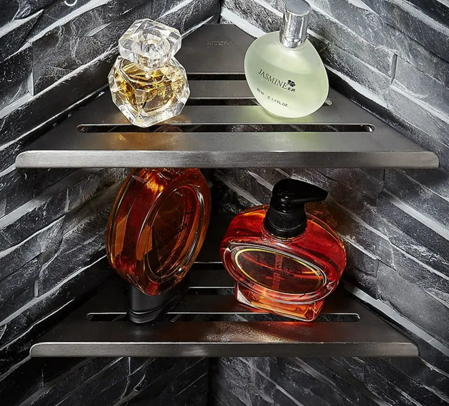 12 Inch Silver Brushed Stainless Steel Shower Corner Wall Shelf