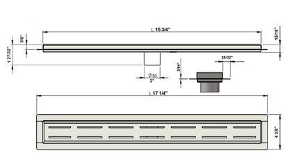 16 Inch Long Drain Brushed Nickel Parallel Design, SereneDrains