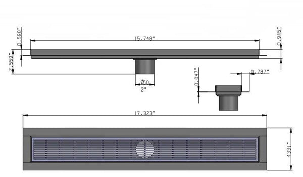 Linear Floor Drain Brushed Nickel Wedgewire Design, SereneDrains