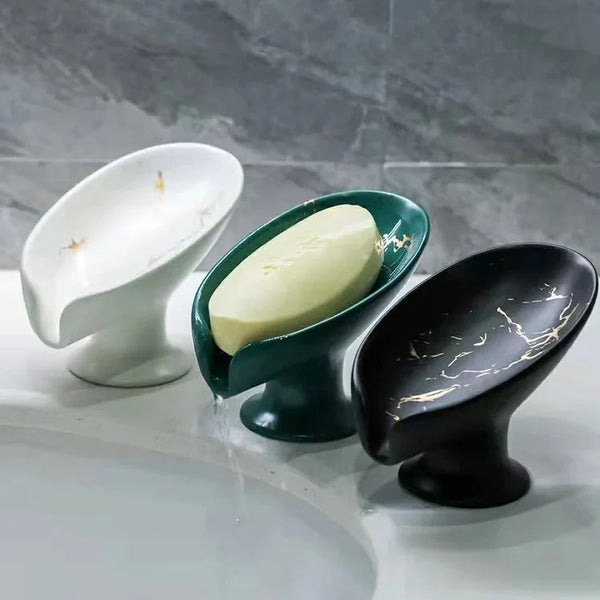 White Ceramic Soap Dish with Drain Tray