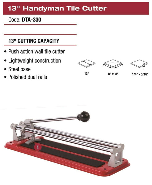 Tile Cutter, Push Action Tile Cutter 13.5" Cutting Capacity, DTA Economy DTA-330