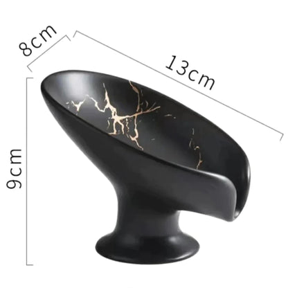 Black Ceramic Soap Dish with Drain Tray