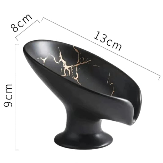 Black Ceramic Soap Dish with Drain Tray