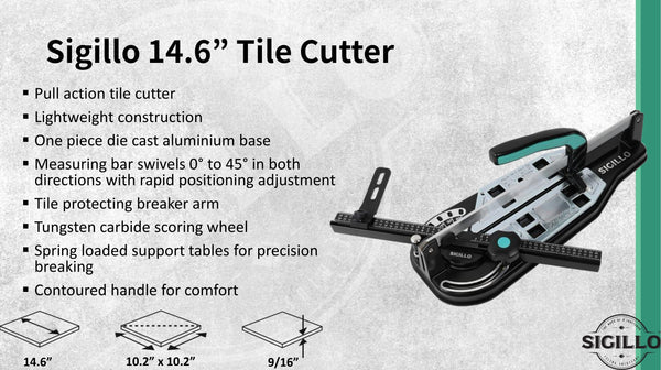 Manual Tile Cutter 14.6 Inch, Sigillo Small Tile Cutter 370 Master