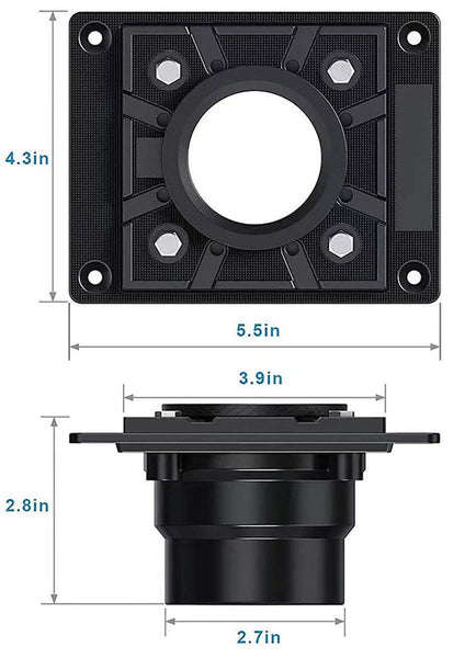 4 Inch Chrome Square Shower Drain kit with Hair Trap and Base Flange