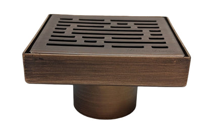 SereneDrains Square Shower Drain with ABS Horizontal Side Discharge Converter Kit