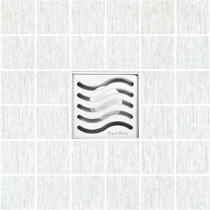 4 Inch Chrome Square Shower Drain kit with Hair Trap and Base Flange