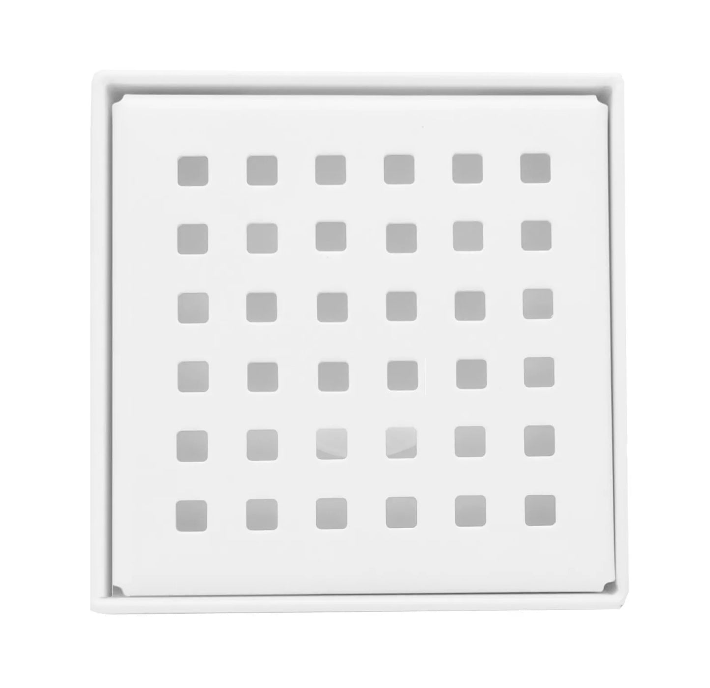 SereneDrains 6 Inch Square Matte White Shower Drain Cover
