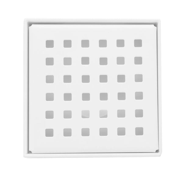 SereneDrains 6 Inch Square Matte White Shower Drain Cover