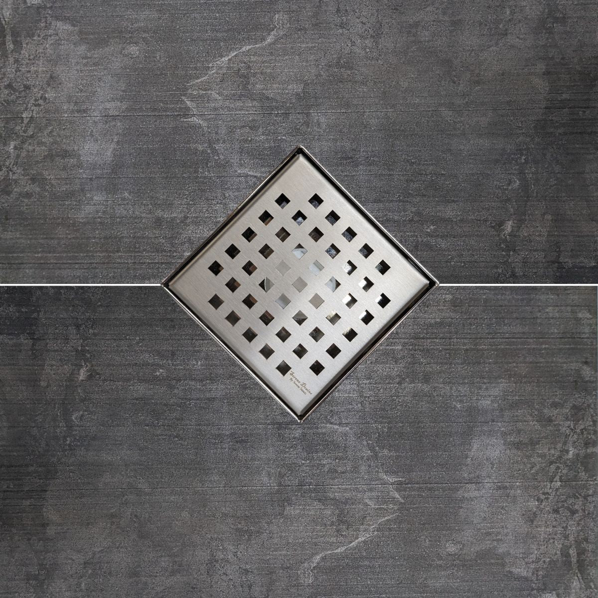 5 Inch Brushed Square Drain Cover with Hair Strainer and Drain Flange