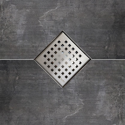 5 Inch Brushed Square Drain Cover with Hair Strainer and Drain Flange