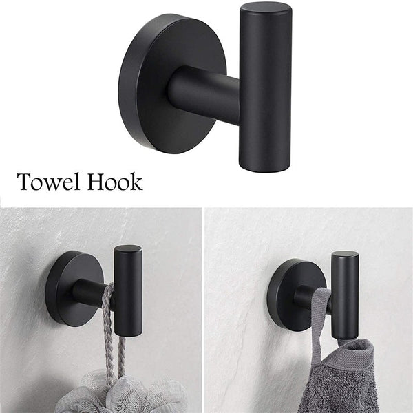 Black 16-Inch Towel Bar Bathroom Set, Wall Mount Stainless Steel Shower Accessories Set