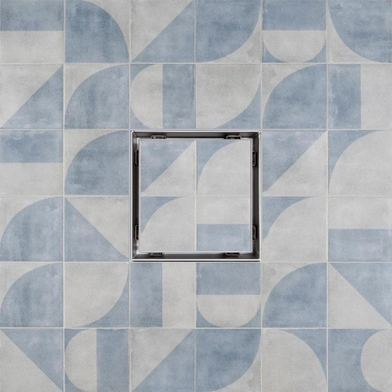 5 Inch Tile Insert Square Black Shower Drain with Hair Trap and Base Flange