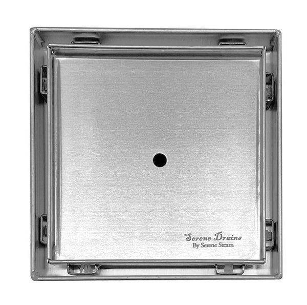5 Inch Brushed Square Tile in Drain with Hair Trap and Drain Flange Kit