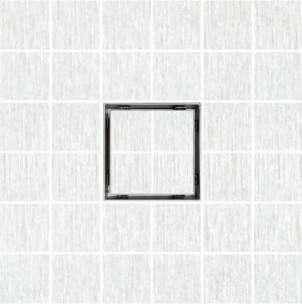 5 Inch Brushed Square Tile in Drain with Hair Trap and Drain Flange Kit