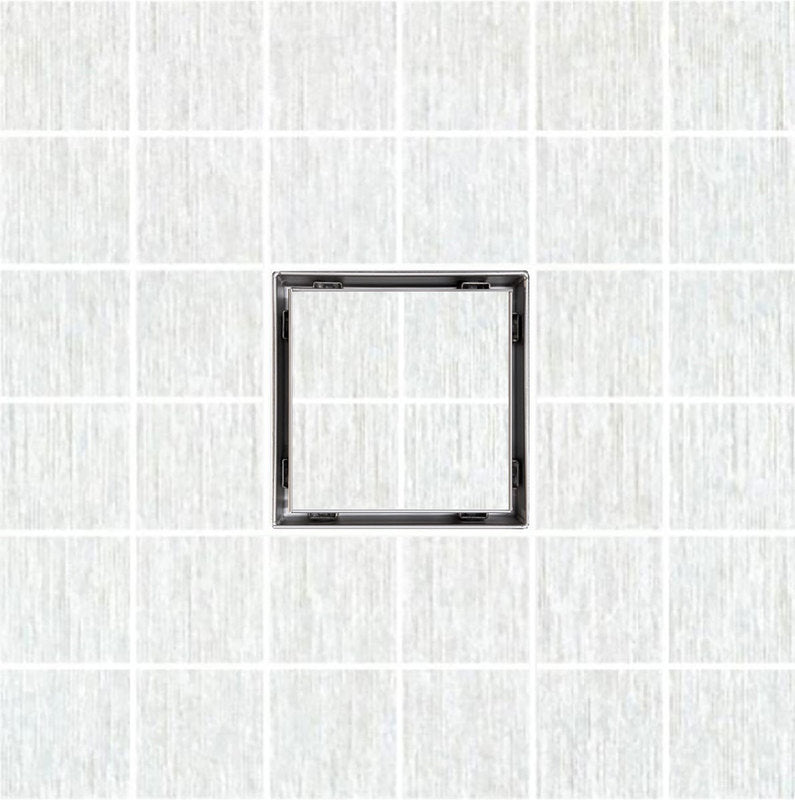 5 Inch Tile Insert Square Black Shower Drain with Hair Trap and Base Flange