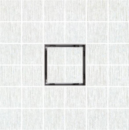 5 Inch Tile Insert Square Black Shower Drain with Hair Trap and Base Flange