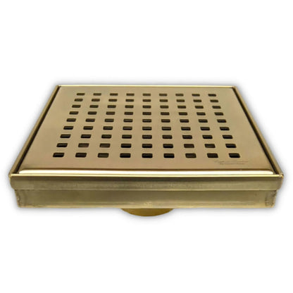 SereneDrains 6 Inch Square Gold Shower Drain Cover