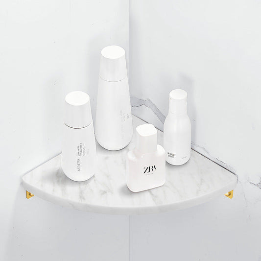 White Marble Wall-Mounted Rounded Shower Shelf